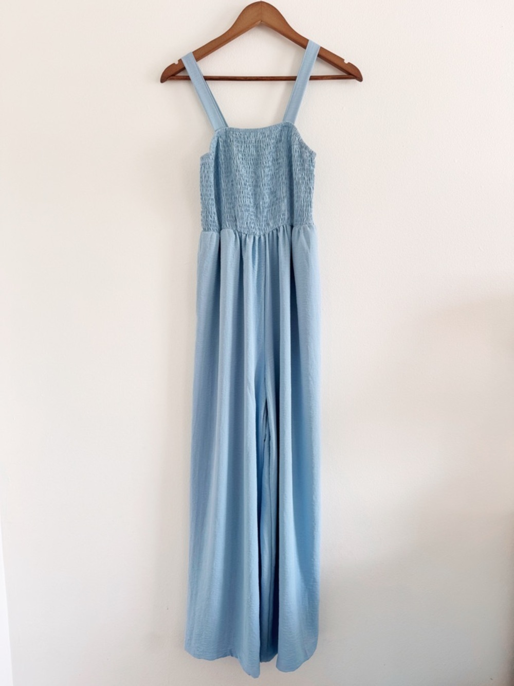 Dokotoo Light Blue Smocked Bodice Wide-Leg Jumpsuit small - Picture 2 of 7